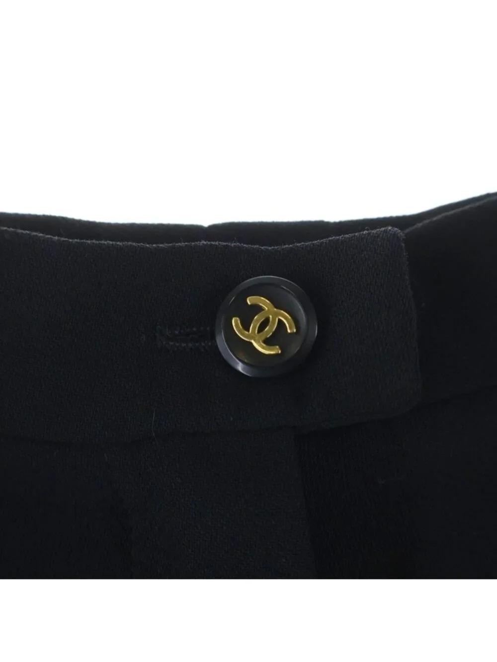 Chanel 95 CC Logo Gold Button Silk Flare Trousers Pants